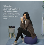 Urban Lifestyle Round Knit Pouf - Hand Woven Cotton, Navy - color: Indigo/Navy