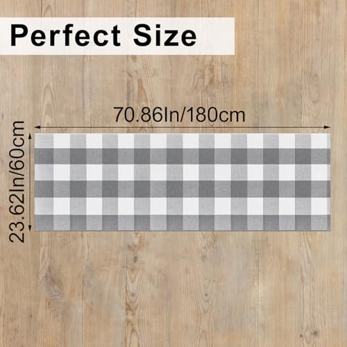 Checkered Runner Rugs 2x6 Grey and White Buffalo Plaid Cotton Woven Rugs, Washable Runner Rug for Hallways Kitchen Bedroom Living Room Porch Farmhouse Decor Area Rug - color: Grey and White, size: 2‘×6’