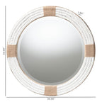 bali & pari Makya Round Woven Rope Mirror – Coastal Mirror with White Fabric and Woven Jute Accents for Farmhouse, Boho Wall Decor, Beach House, Fully Assembled
