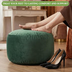 Yookeer Round Velvet Pouf Ottoman 20x12 Inch Green Foot Rest Stool Soft Floor Pouf for Living Room, Bedroom, Decorative Comfortable Home Furniture Accessory