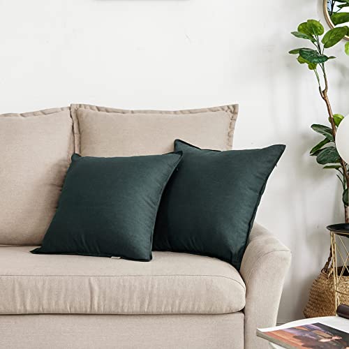 Jeanerlor 18"x18" Solid Cotton Linen Decoration Throw Pillow Case with Zipper Euro Sham Cushion Case Cool Pillow Cover Delicate Decorative Pillowcase for Chair/Bed/Couch,2 Packs, Dark Green - color: Dark Green, size: 18" x 18" (Pack of 2)