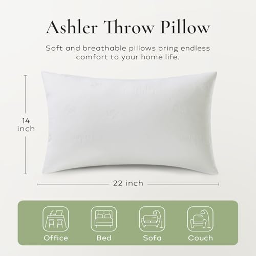 Ashler Throw Pillow Inserts- 14x22 Pillow Inserts with Air Layer, Premium Bed and Couch Pillows - Indoor Decorative Throw Pillow, Lumbar Cushion Sham Stuffer, Pack of 2, White - size: 14x22 Inch