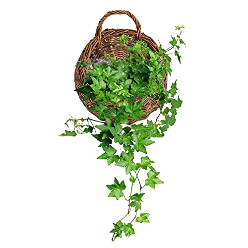 Handmade Woven Hanging Basket,Natural Wicker Handed Storage Basket for Home Garden Wedding Wall as Decorations - size: Medium