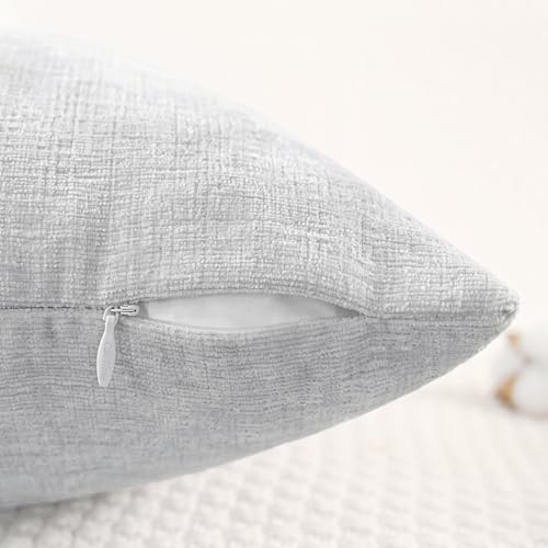 CaliTime Throw Pillow Covers Decorative 16 X 16 Inches Pack of 2 Cozy Chenille Cushion Case for Couch Sofa Bed Living Room Home Moonbeam Gray - color: Moonbeam Gray, size: 16" x 16" (Pack of 2)