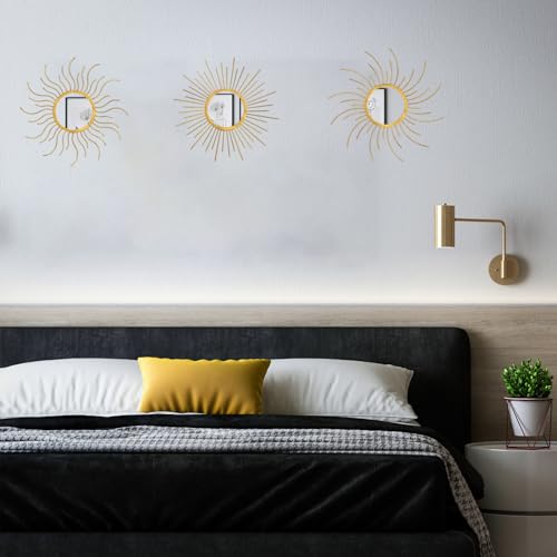 Mirror Decor Sunburst Mirrors Metal Sun Mirror Wall Decor Wall Mirror Home Decorative Wall Art for Living Room Bedroom Entryway - color: Style 5