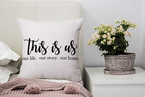 Nphuriy Throw Pillow Cover This is Us Quote Cotton Linen Cushion Cover 16 x 16 Inches Standard Square Decorative Pillow Cover for Sofa and Bed Double Side Print - color: Multi 34