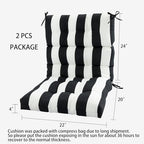 Magpie Fabrics Indoor Outdoor Tufted High Back Chair Cushion Set of 2, Waterproof All-Weather Deep Seating Rocking Chair Patio Chaise Lounge Sun Lounger Chair Cushions (Black White) - color: Black White