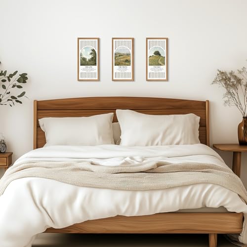TOARTi 3Pcs Rustic Christian Wall Art Vintage Bible Verse Wooden Hanging Sign The Way The Truth The Life Wall Decor John Psalm Scripture Artwork Modern Religious Village Landscape Wall Art - color: Christian Wooden Wall Art, size: 8"L x 16"W