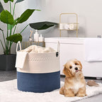 KAKAMAY Large Blanket Basket (18"x18"x16"),Woven Baby Laundry Hamper for Storage, Cotton Rope Blankets Baskets for Nursery, Laundry, Living Room, Pillows, Baby Toy chest with Handles (Navyblue) - color: Navyblue