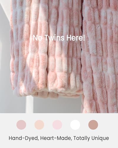Faux Rabbit Fur Throw Blanket, Ultra Soft Plush Cozy Blanket for Couch Bed, Thick Fluffy Ruched Tie-Dye Decorative Blanket, Giftable,60"x80",Tie-Dye Pink - color: Tie-dye Pink, size: Twin(60"x80")