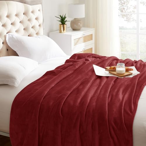KMUSET Fleece Blanket Burgundy Lightweight Super Soft Cozy Fuzzy Bed Blankets Microfiber Factory Shop - color: Burgundy, size: Throw(50"x60")