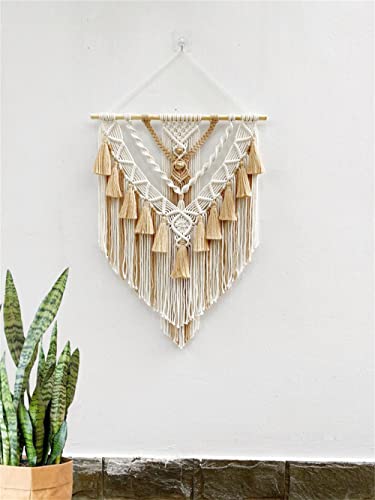 BMIDRUT Hanging Macrame Tapestry Woven Boho Wall Art Handmade Macrame Tapestry Home Wall Decor Wall Pediment 18x30 Inch (Brown) - color: Brown