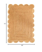 Scalloped Natural Jute Rug 4x6ft – Handwoven Natural Fiber Rug for Living Room, Bedroom, and Entryway, Rustic & Boho Style - size: 4' x 6' (Rectangular)