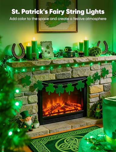 Brightown 12 Pack St. Patrick's Day LED Fairy Lights Battery Operated String Lights Waterproof Silver Wire 7 ft 20 LED Firefly Starry Moon Lights for DIY Wedding Party Bedroom Patio - color: Green, size: 12 Pack