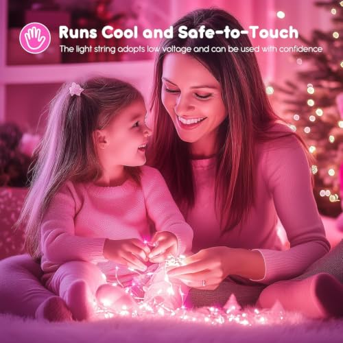 Brightown Valentine's Day 12 Pack Pink Led Fairy Lights Battery Operated String Lights Waterproof Silver Wire 7 Feet 20 Led Firefly Starry Moon Lights for DIY Wedding Party Bedroom - color: Pink, size: 12 Pack