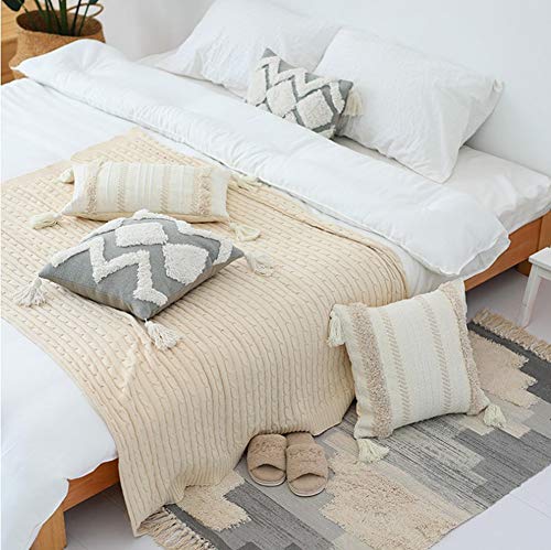 LEVINIS Cute Bohemian Pillow Covers 20 x 20 Inch, Super Soft Square Pillow Sham Pillowcase Cushion Case for Sofa Couch Bedroom Car Living Room - color: Grey White, size: 20" x 20" (Pack of 1)