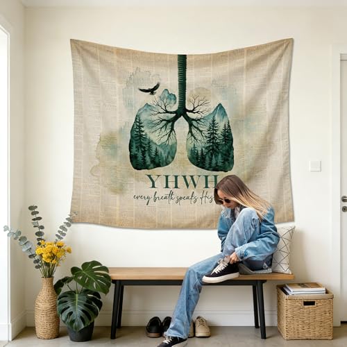 gsgfdshf YHWH Lung Forest Christian Wall Tapestry, Yahweh Inspirational Religious Tapestry Wall Hanging for Bedroom Living Room Home Church Decor, 50x60 Inch - color: Landscape Text-Tapestry-D