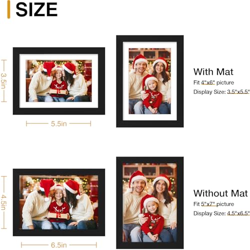 decorUhome 5x7 Picture Frame Set of 10, Display Photos 4x6 with Mat or 5x7 Unmatted for Picture Frames Collage Wall Decor, Black - color: Black, size: 5x7