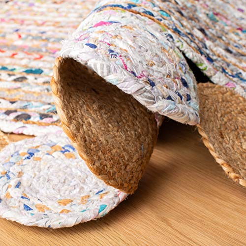 SAFAVIEH Cape Cod Collection 2' x 3' Beige / Multi CAP201B Handmade Boho Braided Jute & Cotton Entryway Living Room Foyer Bedroom Accent Rug - color: Beige/Multi, size: 2' x 3' (Rectangular)