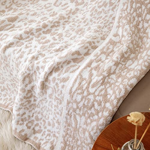MH MYLUNE HOME Ultra Soft Leopard Throw Blanket (50x60 inches) Microfiber Blankets Plush Warm Reversible Cheetah Blanket Leopard Pattern Throw for Couch Bed Sofa - Khaki, 50"x60" - color: Leopard Khaki, size: 50"x60" - 550 GSM