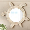 BLACK FOREST DECOR Wicker Sea Turtle Mirror, Decorative Accent, 24" W x 5 1/2" D x 24" H