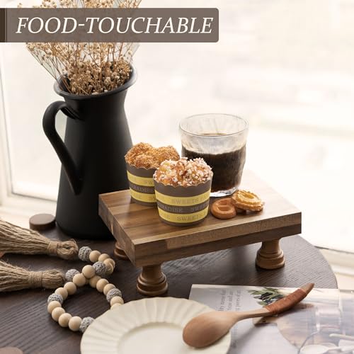 EOSAHR Farmhouse Wooden Riser for Display : Decorative Pedestal Stand for Kitchen Decor and Perfume Tray for Bathroom Counter Organizer - The Home Decor for Apartment Essentials (Acacia Wood) - color: B-Light Acacia