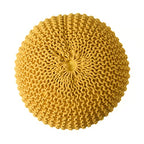 Nahunta Knitted Round Pouf - Cotton - Yellow - color: Yellow