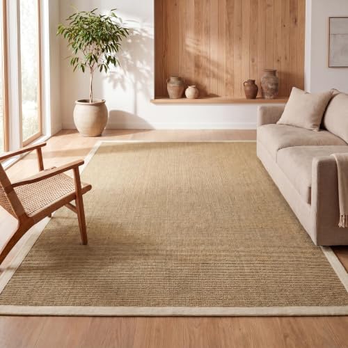 JONATHAN Y Border Jute Indoor Area Rug Natural/Beige 3X5 ft, Camden Farmhouse Cottage for Living Room, Bedroom, Kitchen, Office, Easy-Cleaning, High Traffic, Pet-Friendly, Non-Shedding KTN100A-3 - color: Natural/Beige, size: 3' x 5' (Rectangular)