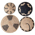 Wicker Wall Basket 4Pcs 8in/10in/12in Round Wall Basket Decor Boho Woven Wicker Hanging Decorative Ideal for Home Office Club Party