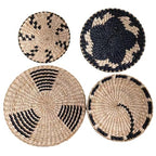 Wicker Wall Basket 4Pcs 8in/10in/12in Round Wall Basket Decor Boho Woven Wicker Hanging Decorative Ideal for Home Office Club Party