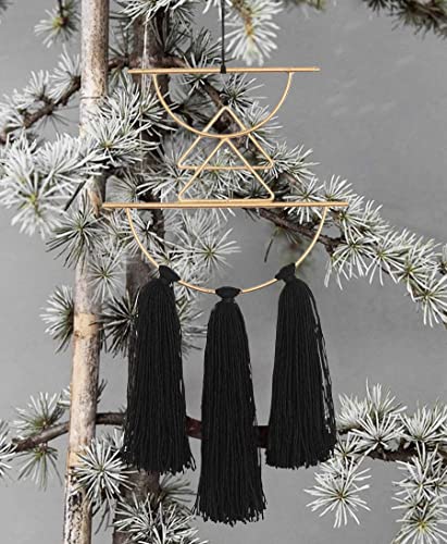 IOWER Boho Wall Decor Black Macrame Wall Hanging Metal Art Cute Home Small Decor for Livingroom Bedroom12 H - color: Black