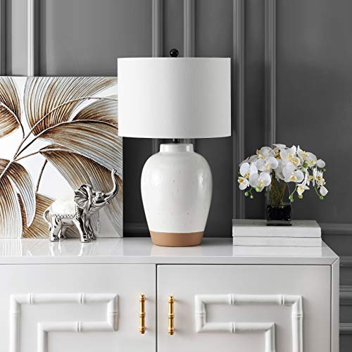 SAFAVIEH Lighting - Portcia 27.5-Inch Ceramic Table Lamp - Ivory - Sculpted Body Design - Ideal for Living Room, Bedroom, Entryway, Home Office - LED Bulb Included (TBL4242A)