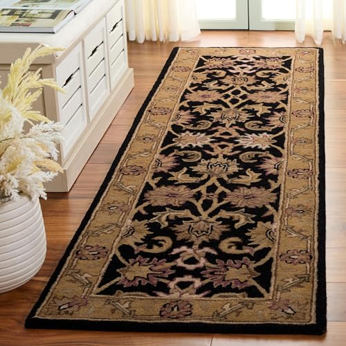 SAFAVIEH Classic Collection 2'3" x 10' Black / Gold CL252A Handmade Traditional Oriental Premium Wool Runner Rug - size: 2'3" x 10' (Runner)