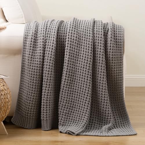 Bunnikins & Clover Light Grey Throw Blanket for Couch, Soft Knitted Chenille Throw Blanket for Sofa, Chair, Living Room, Cozy Gray Throw Blankets for Bed, 50"x60" - color: Grey, size: 50"x60"