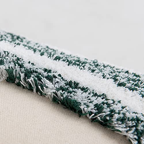 Boho Throw Pillow Cover Tufted Woven Decorative Pillowcase with Tassel Accent Square Farmhouse Stripe Cushion Cover for Sofa Bed Living Room (Green,18x18 Inch) - color: Green, size: 18" x 18" (Pack of 1)