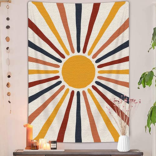 Bohemian Sun and Moon Vertical Tapestry, Vintage Abstract Rainbow Aesthetic Tapestry Wall Hanging for Bedroom, Retro 70s Mid Century Modern Art Tapestries Poster Blanket College Dorm Decor (40"X60") - color: Sun-1, size: 60"L x 40"W