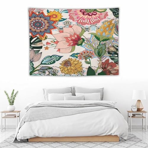 Vintage Boho Floral Tapestry Wall hanging,Bohemian Blossom Tapestries, Multi Color Tapestry for Bedroom Home Hippie Wall Decor 40"x30" - color: Boho Floral-2, size: W40xL30in
