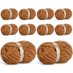 10 Pack Jumbo Chenille Yarn for Crocheting, #10 Super Bulky Baby Soft Yarn for Hand Knitting, 220 yds /70.5 oz Fluffy Chunky Knit Throw Blanket Yarn (Light Coffee) - color: Light Coffee