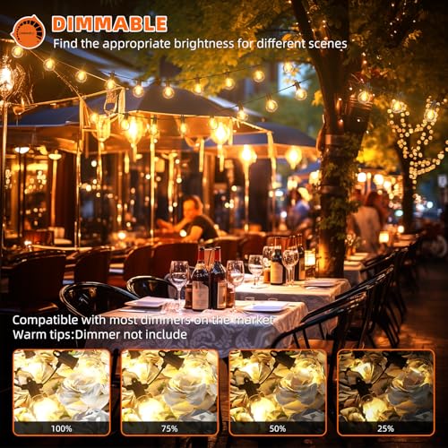 Kawaya 300FT Outdoor String Lights - LED Waterproof Patio Light for Outside with 146+4 G40 Globe Blubs - Shatterproof Hanging Lights for Porch Bistro Backyard Gazebo Balcony Cafe - size: 300FT
