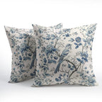 Chinoiserie Blue & White Pillow Covers - 16x16 Inches, Bule Birds & Flowers Design, Set of 2 for Home Couch & Sofa - color: Chinoiserie Flowers240413, size: 16" x 16" (Pack of 2)