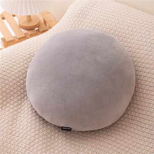 MOJUN Round Throw Pillow, 15.7" Soft Solid Color Round Sofa Lumbar Pillow Floor Pillow Home Decorative Pillow Cushion for Couch Car Living Room Bedroom, Grey - color: Grey
