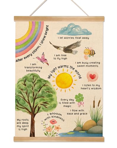 HEYJEEPER Inspirational Wall Art Decor,My Light Warms The World - Positive Affirmations Poster,Mental Health Canvas Print Art Poster for Teen Bedroom Classroom Kids Room Decor 14x18.5Inch - color: Begei-Inspirational