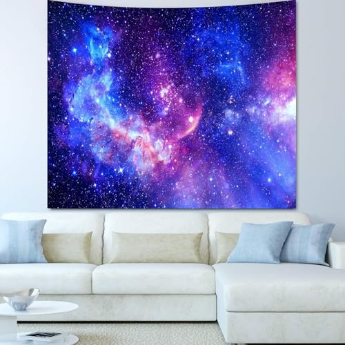 Apdidl Blacklight Galaxy Tapestry for Bedroom Aesthetic Space Starry Sky Stars Universe Backdrop Black Light Poster Decor Wall Hanging Glow in the Dark Tapestry for Living Room Dorm Home Decoration 90"X71" - color: UV Blacklight Galaxy, size: 90"L x 71"W