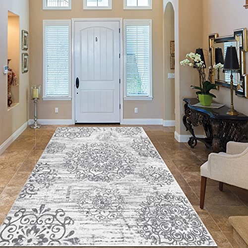 HEBE Area Rugs for Living Room 4'x6', Washable Non Slip Boho Bedroom Rug, Soft Distressed Vintage Carpet for Entryway, Dining Room, Kids Room, Nursery, Grey - color: Grey, size: 4' x 6' (Rectangular)