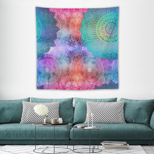 HZOHNAGO Mandala Tapestry Abstract Colored Geometry Pattern Printed Wall Tapestry Watercolor Abstract Wall Hanging for Bedroom Living Room Dorm 60" W x 60" H - color: Style-6, size: 60"L x 60"W