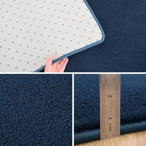 Pettop 4x6 ft Navy Blue Area Rugs for Bedroom Living Room, Washable Memory Foam Indoor Carpet, Modern Aesthetic Minimalist Non Slip Soft Comfy Carpet for Boys Girls Dorm Home Decor - color: Navy Blue, size: 4' X 6' (Rectangular)