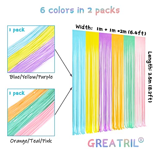 Pastel Tinsel Curtain Party Backdrop - GREATRIL Pastel Color Foil Fringe Curtain Photo Booth Streamers for Birthdays Easter Baby Bride Shower Unicorn Girls Party Decorations - color: Pastel