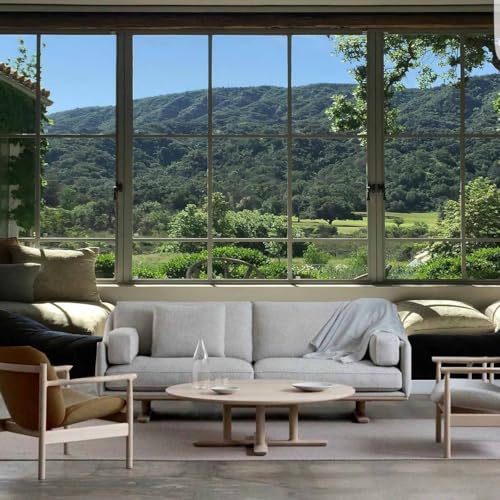 FENDROM Green Forest Natural Tapestry Landscape Window Scenery Wall Aesthetic Tapestry for Bedroom Flannel Beach Blanket Living Dinning Room College Dorm Wall Hanging - color: Jungle, size: 59"L x 51"W