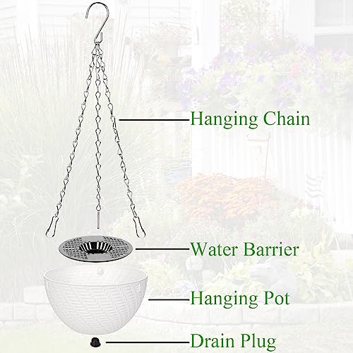 Foraineam 10 Pieces 6 Inch Hanging Planters, Garden Self-Watering Flower Plant Pot Container, Mini Succulent Planter Pots with Hanging Chain
