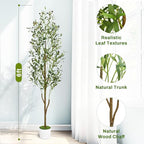 Waipfaru Artificial Olive Tree, 6FT Tall Faux Olive Trees with Planter & Basket, Artificial Plants Indoor with Natural Wood Trunk and Realistic Fruits for Home Decor Office Living Room